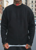 Maglione Girocollo Sfrangiato Black