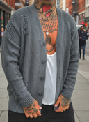 Cardigan Strappato Piombo