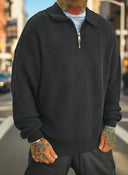 Maglione Polo Zip Black