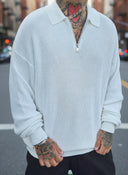 Maglione Polo Zip White