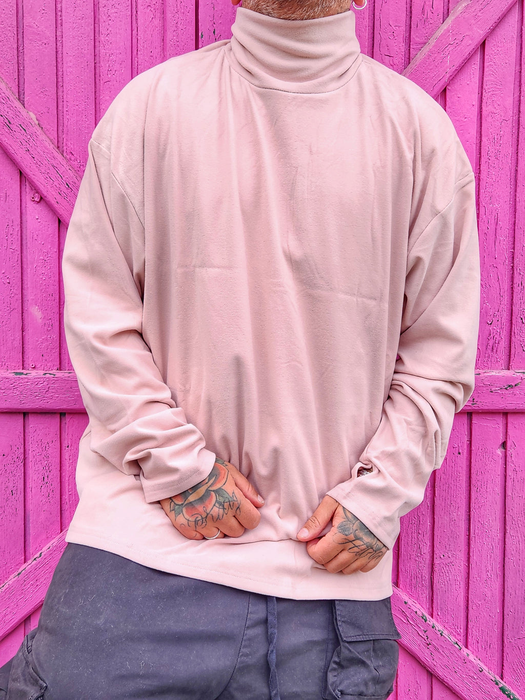 Felpone Collo Alto Rosa